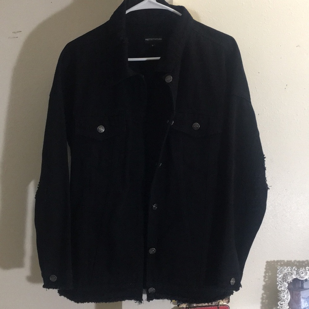 Prettylittlething Black distressed jacket